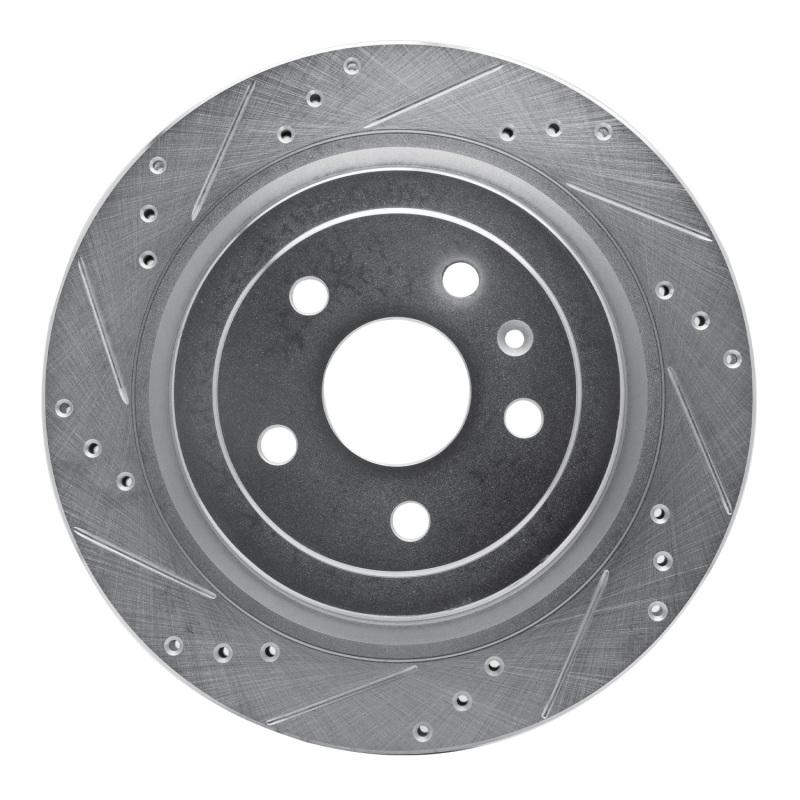 Cadillac CTS Brake Rotor (1) - Rear Left - R1 Concepts - Drilled & Slotted - Silver - `08-`14